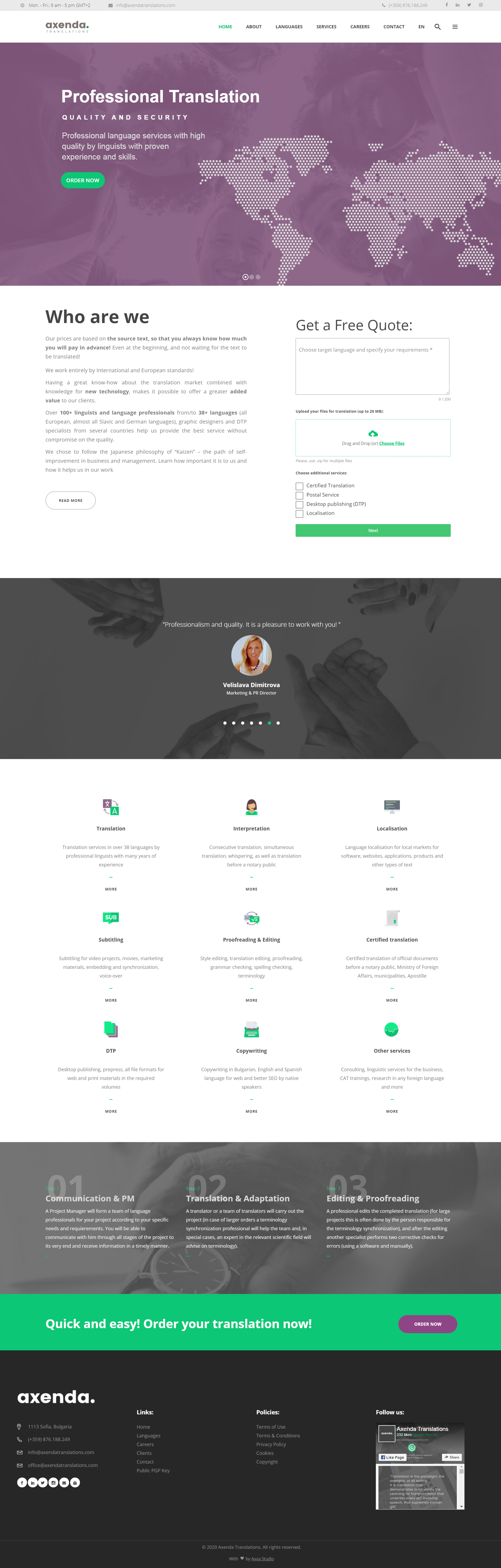 front page axendatranslations.com