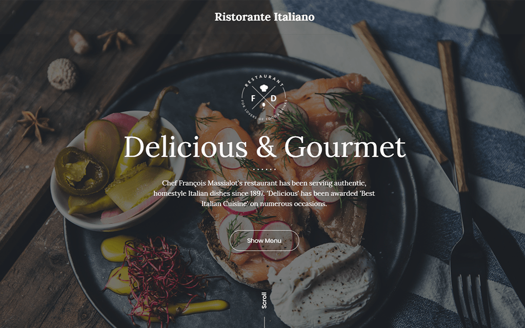Slider made for the website Italian Restaurant