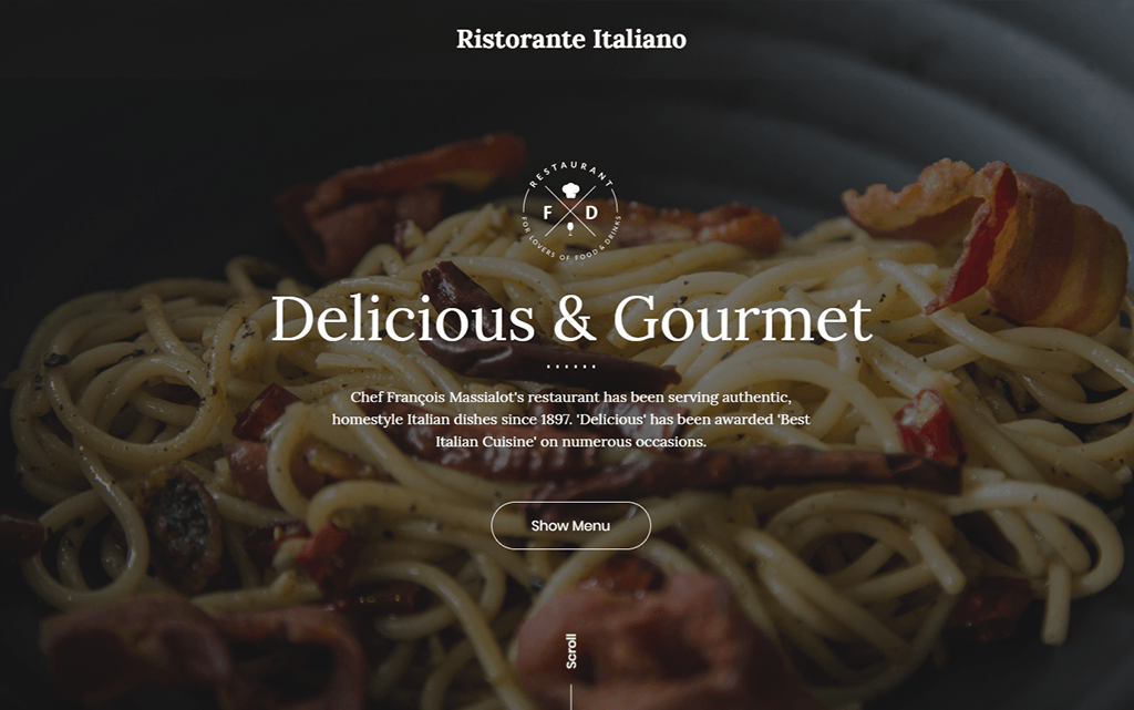 Slider made for the website Italian Restaurant