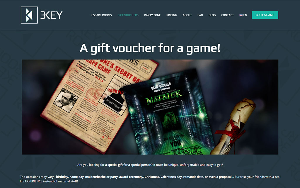 voucher for an escape game